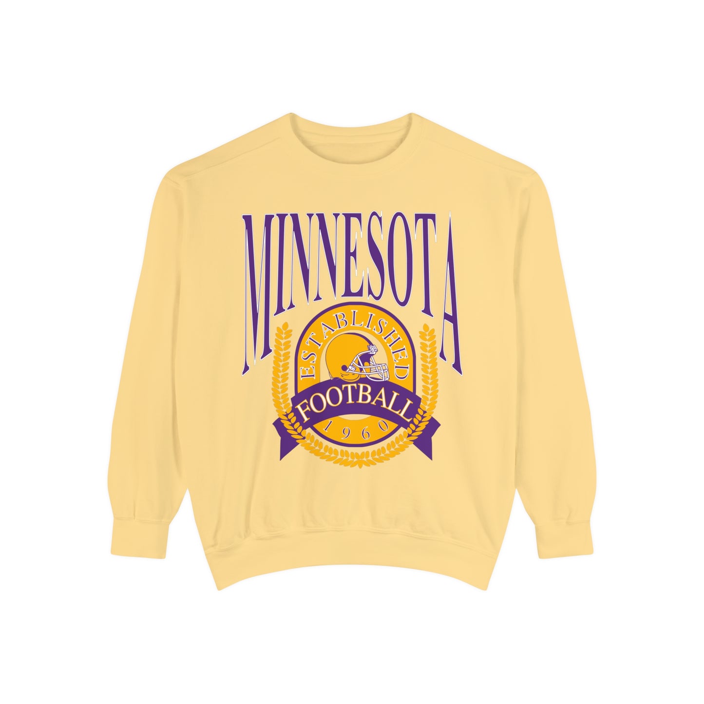 Comfort Colors - Purple Yellow Minnesota Vikings Football Crewneck - Pastel NFL Vintage Sweatshirt Men & Women - Design 1