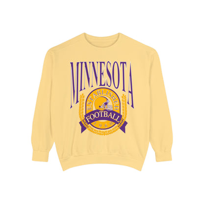 Comfort Colors - Purple Yellow Minnesota Vikings Football Crewneck - Pastel NFL Vintage Sweatshirt Men & Women - Design 1