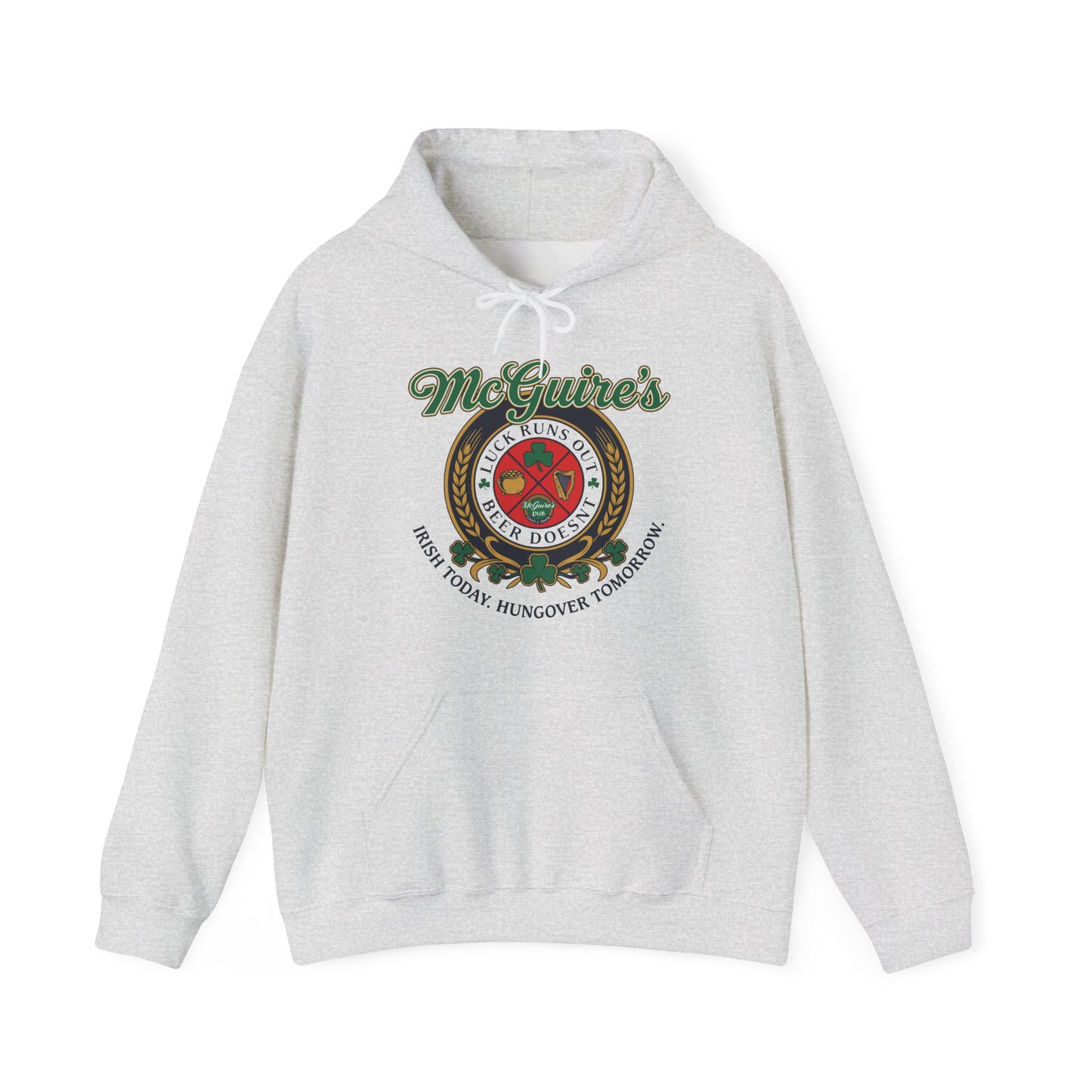 Men's Unisex Leprecaun Pub Hoodie — Vintage Irish Pub Logo Sweatshirt - Vintage McGuire's Logo