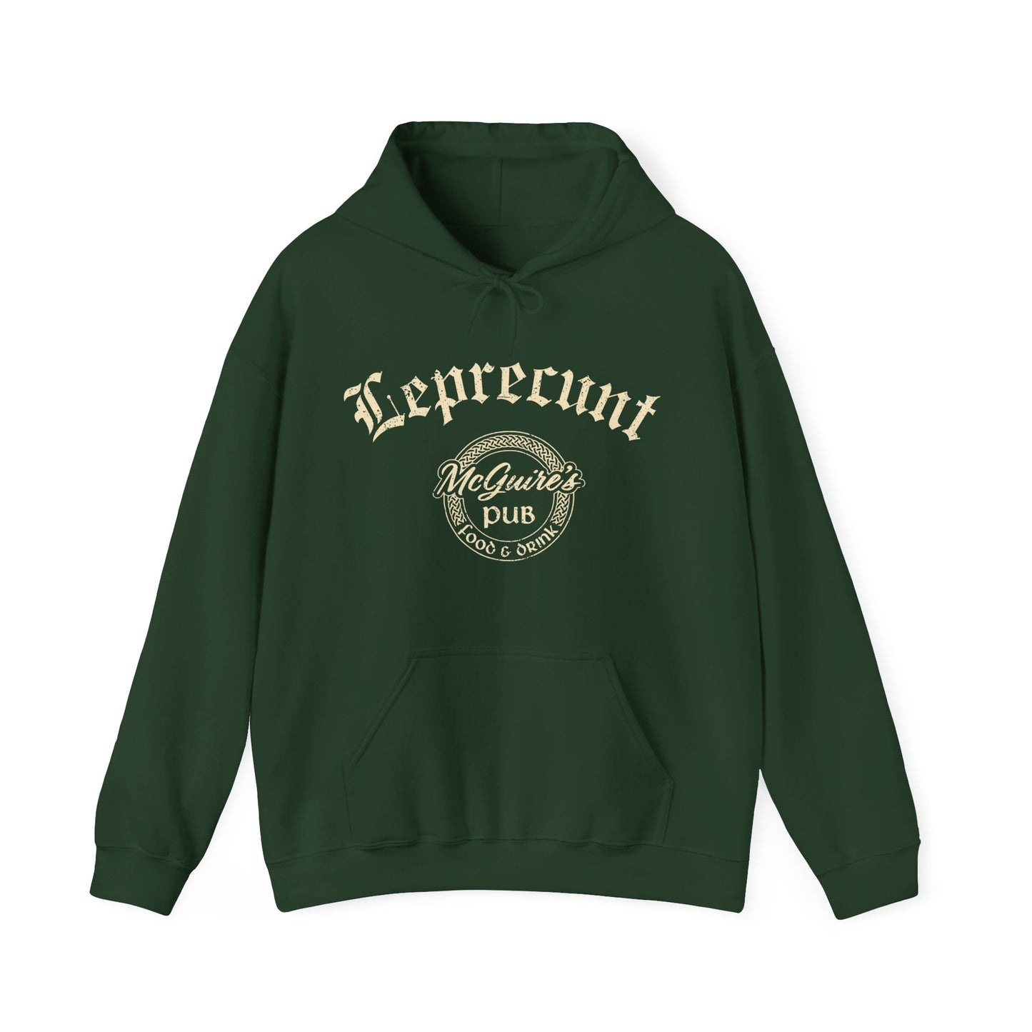 Men's Unisex Leprecaun Pub Hoodie — Vintage Irish Pub Logo Sweatshirt - Faded Leprecunt