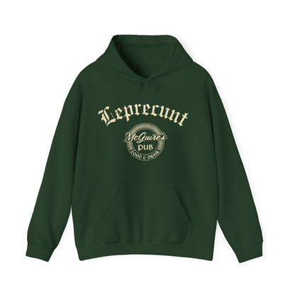 Men's Unisex Leprecaun Pub Hoodie — Vintage Irish Pub Logo Sweatshirt - Faded Leprecunt