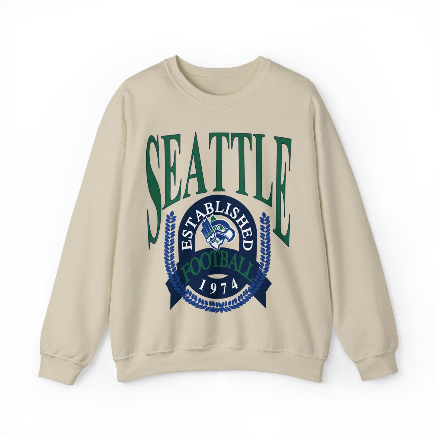 Throwback Vintage Seattle Seahawks Sweatshirt - Retro Style Football Crewneck - Men's & Women's Retro Apparel - Design 1