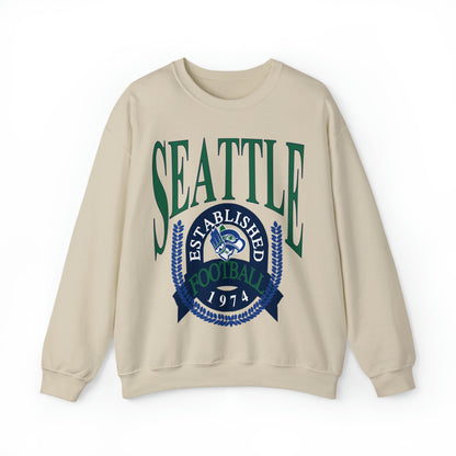 Throwback Vintage Seattle Seahawks Sweatshirt - Retro Style Football Crewneck - Men's & Women's Retro Apparel - Design 1