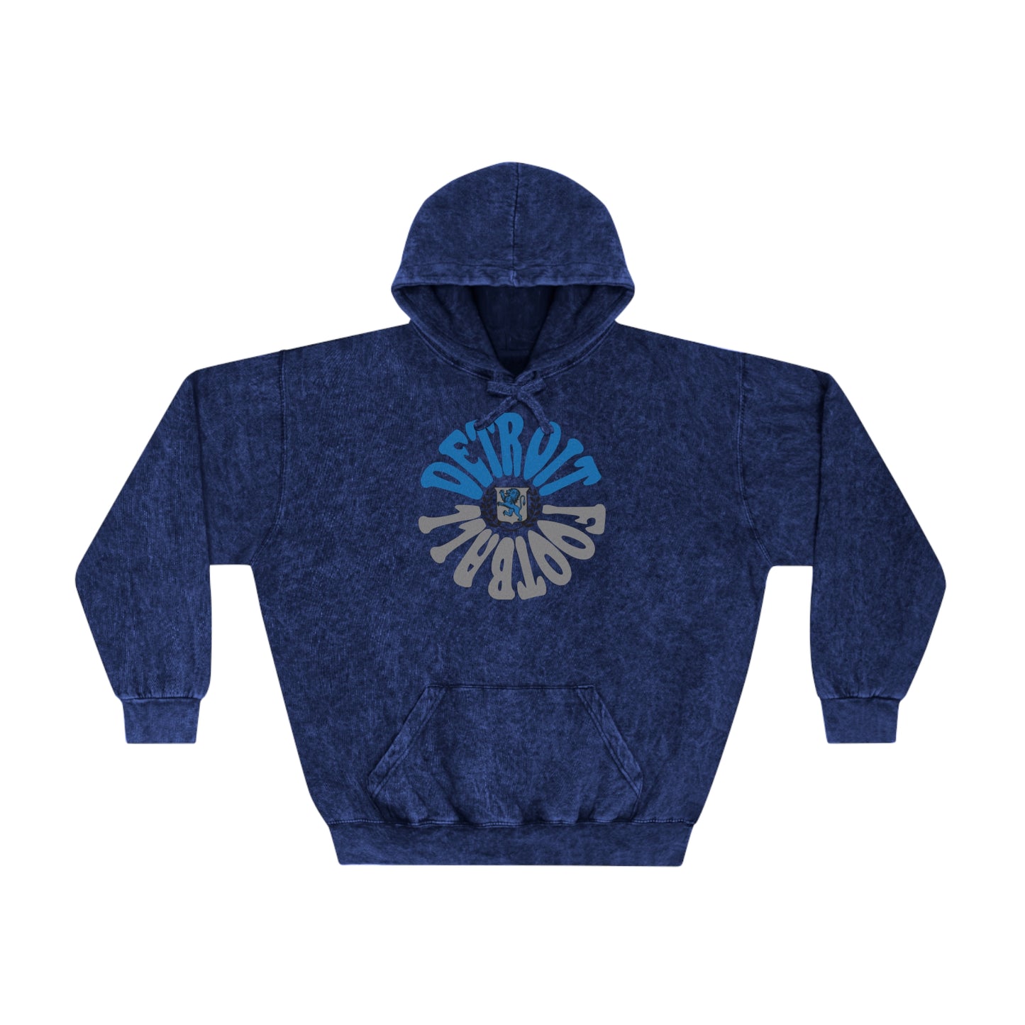 Mineral Wash Hippy Style Detroit Lions Football Hoodie - Men's & Women's Unisex Vintage Sweatshirt - Design 2