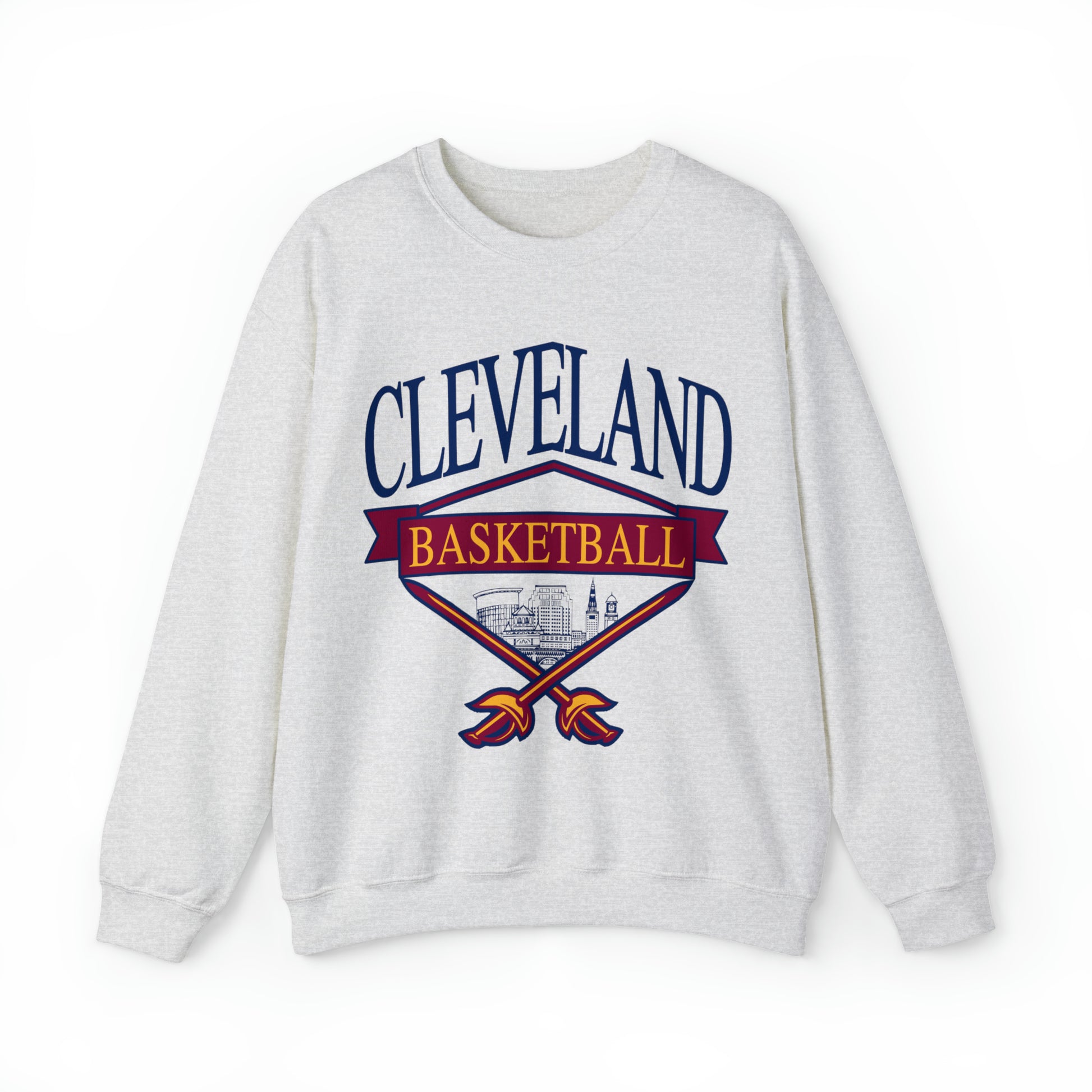 Vintage Cleveland Cavaliers Sweatshirt - Wine and Gold - Vintage Style Basketball Crewneck - Men's & Women's Retro Ohio Apparel
