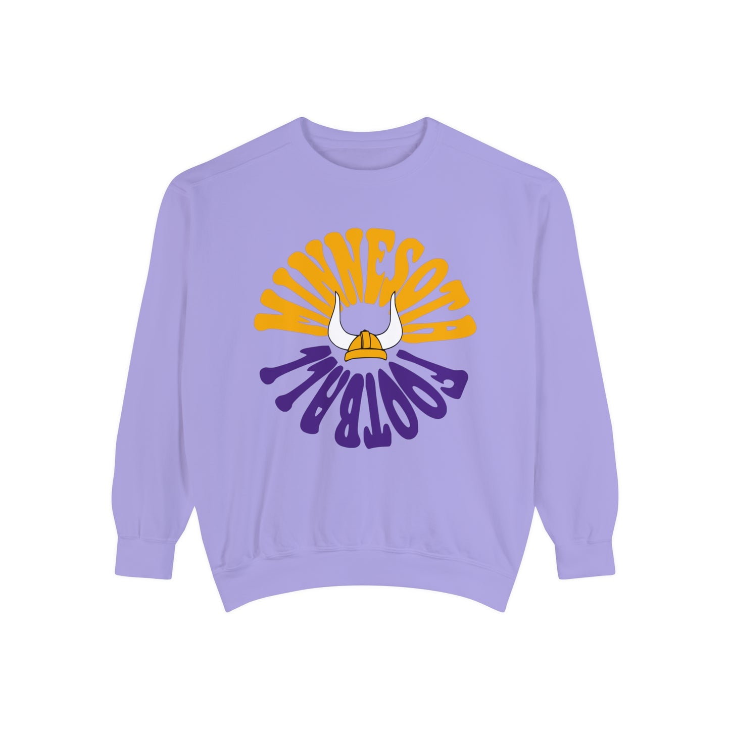 Comfort Colors - Retro Purple Yellow Minnesota Vikings Football Crewneck - Pastel NFL Hippy Circle Sweatshirt Men & Women - Design 2