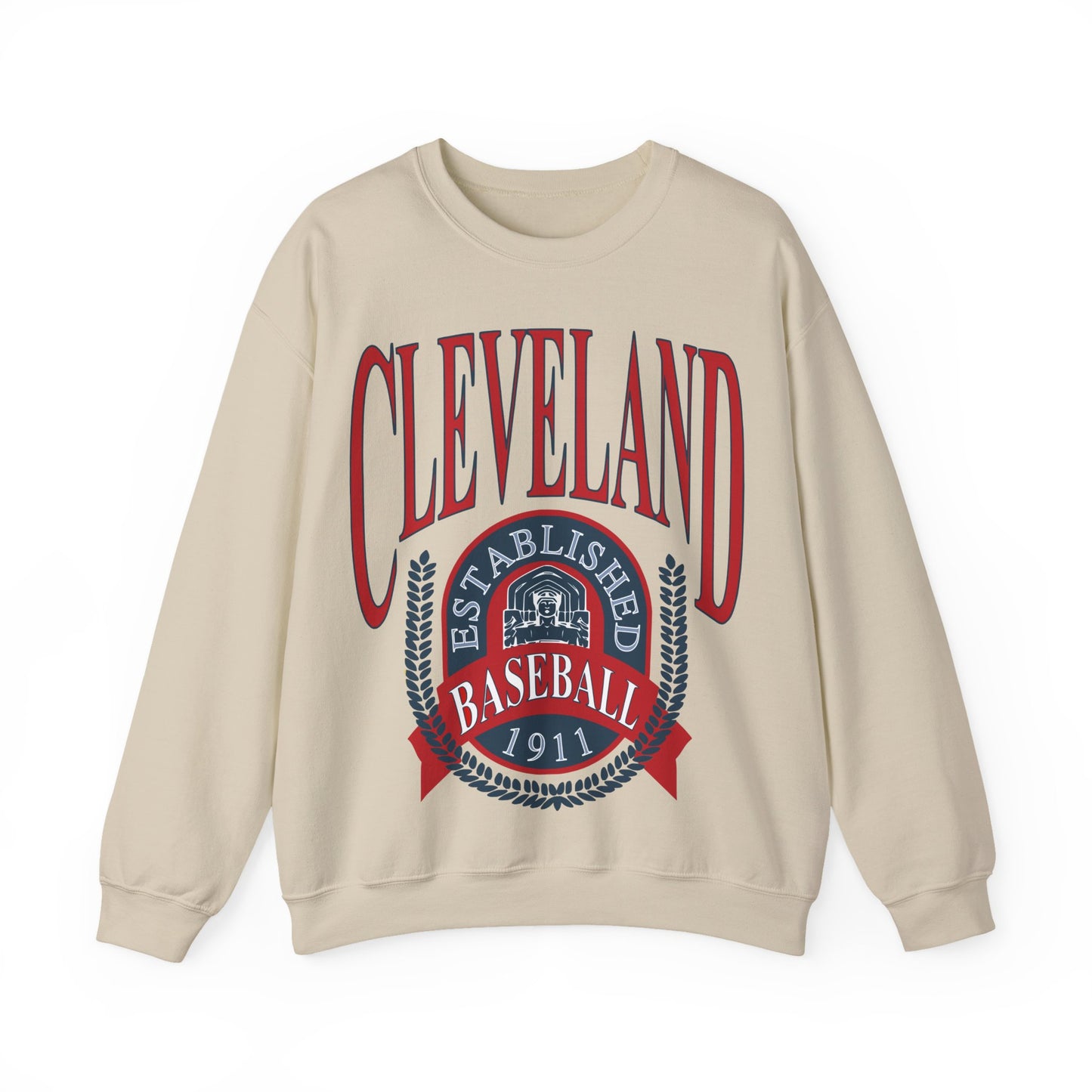 Navy Cleveland Baseball Crewneck - Vintage Indians Baseball Sweatshirt