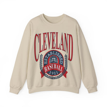 Navy Cleveland Baseball Crewneck - Vintage Indians Baseball Sweatshirt