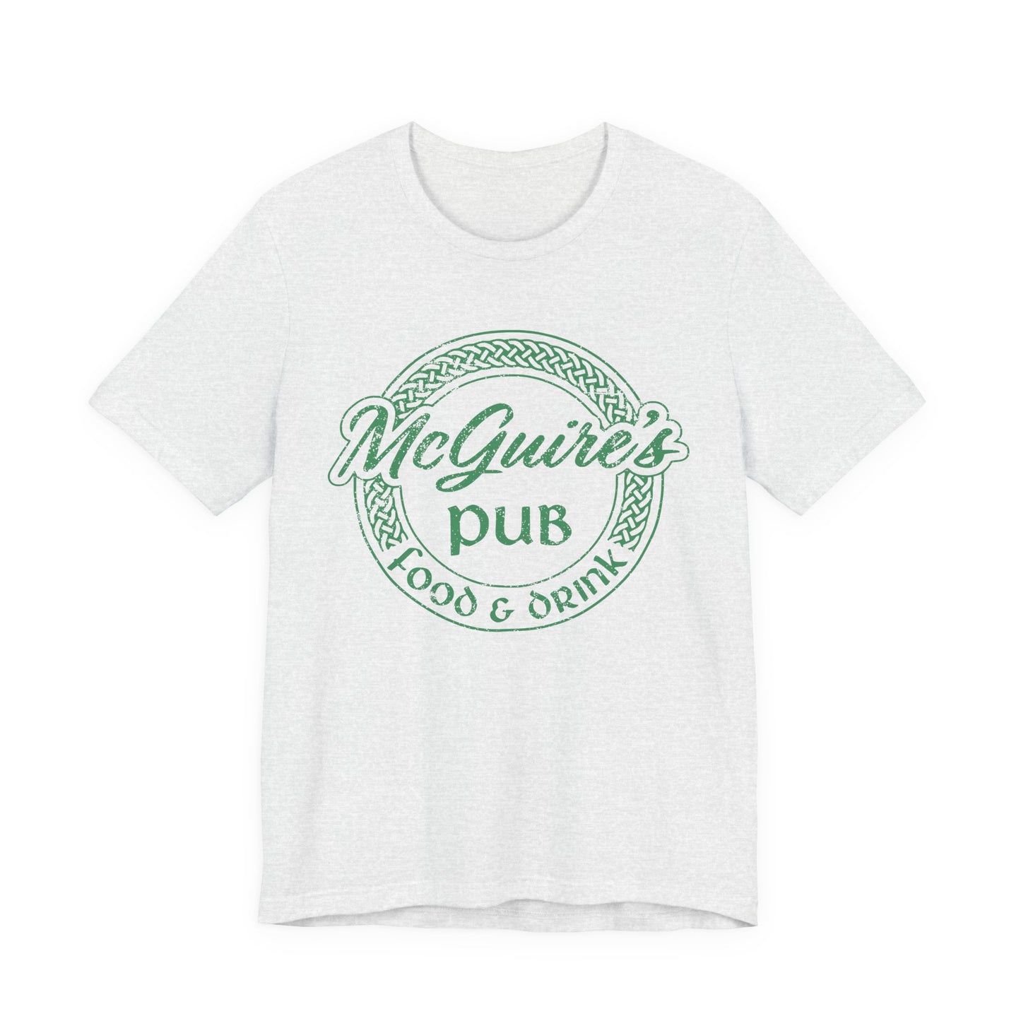 Men's Unisex Guinness Pub Ringer Tee —Faded Green McGuire's Logo