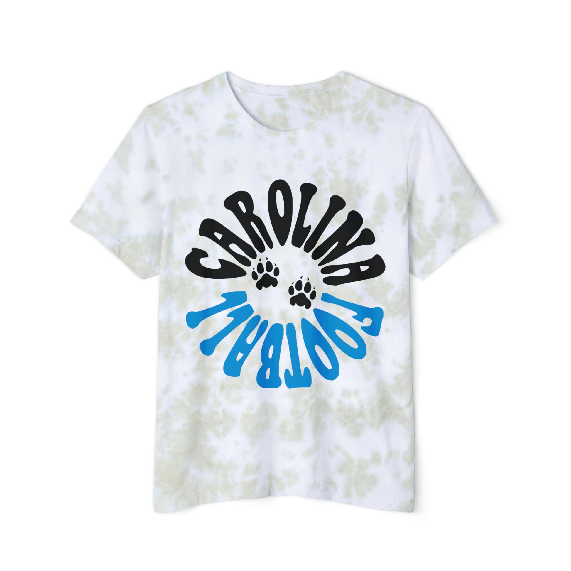Tie Dye Carolina Panthers T-Shirt - Retro NFL Football Short Sleeve Tee Apparel - Hippy Acid Wash Men's and Women's - Design 2