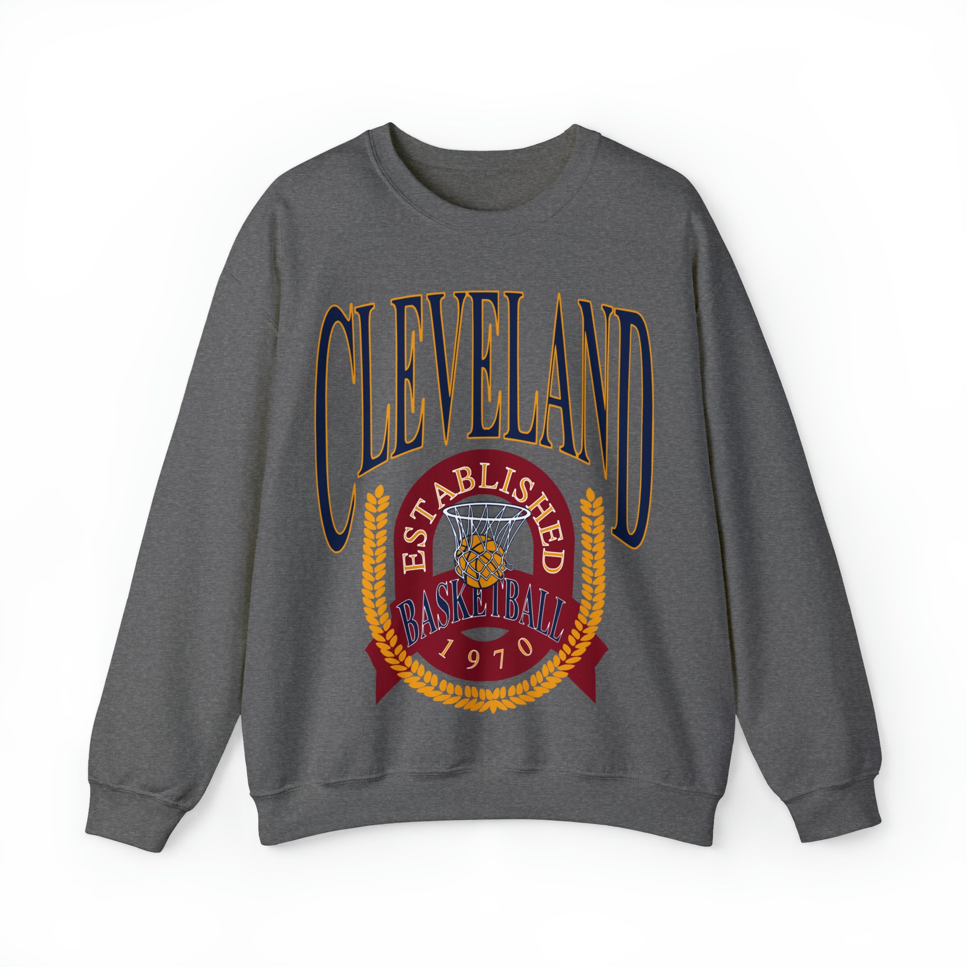 Vintage Cleveland Cavaliers Crewneck Sweatshirt Navy Blue - Retro Unisex Basketball Sweatshirt