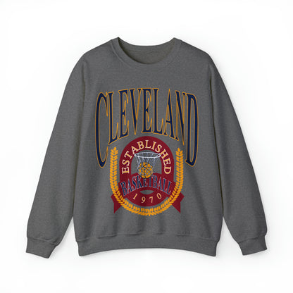 Vintage Cleveland Cavaliers Crewneck Sweatshirt Navy Blue - Retro Unisex Basketball Sweatshirt