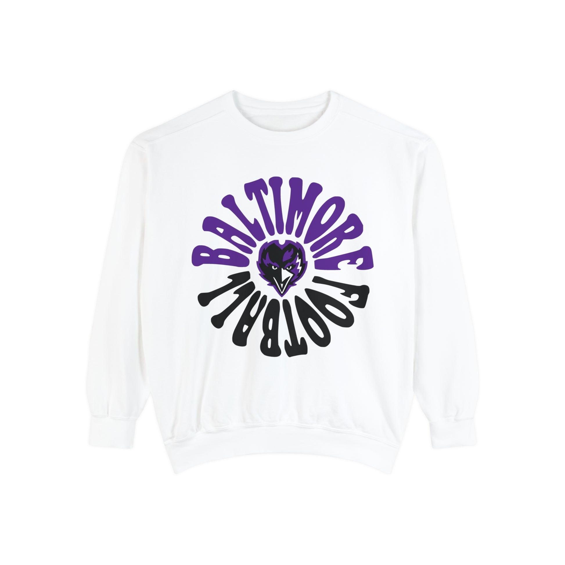 Purple Baltimore Ravens Crewneck Sweatshirt - Comfort Colors NFL Football  - Sweatshirt - Purple & Gray - Design 2