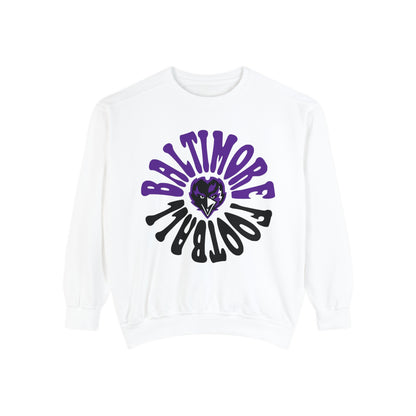 Purple Baltimore Ravens Crewneck Sweatshirt - Comfort Colors NFL Football  - Sweatshirt - Purple & Gray - Design 2
