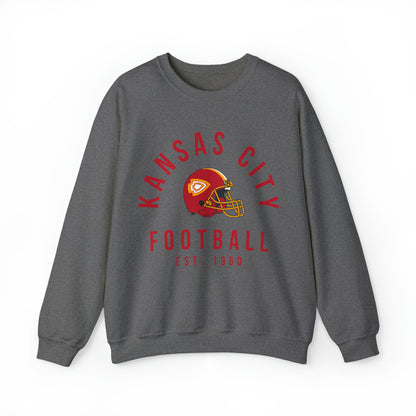 Vintage Kansas City Chiefs Sweatshirt - Retro NFL Football Chiefs Oversized Hoodie - Travis Kelce Crewneck - Black Yellow Red - Design 5