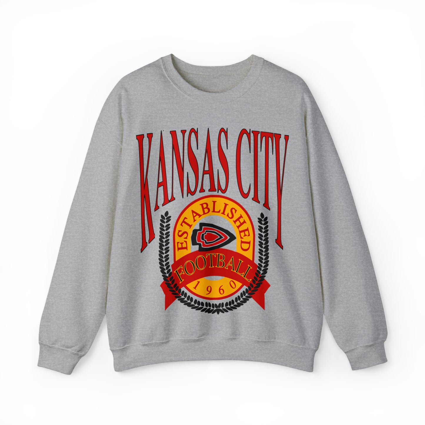 Vintage Kansas City Chiefs Sweatshirt - Retro NFL Football Chiefs Oversized Crewneck - Black Yellow Red - Design 1
