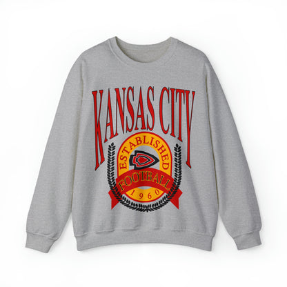 Vintage Kansas City Chiefs Sweatshirt - Retro NFL Football Chiefs Oversized Crewneck - Black Yellow Red - Design 1