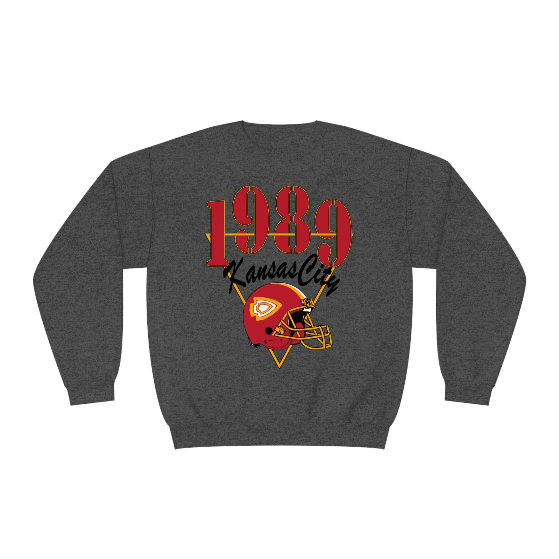 1989 Kansas City Chiefs Football Crewneck Sweatshirt - Vintage Retro Arrowhead Style - 1989 Version Chiefs Taylor Swift gray Dark heather