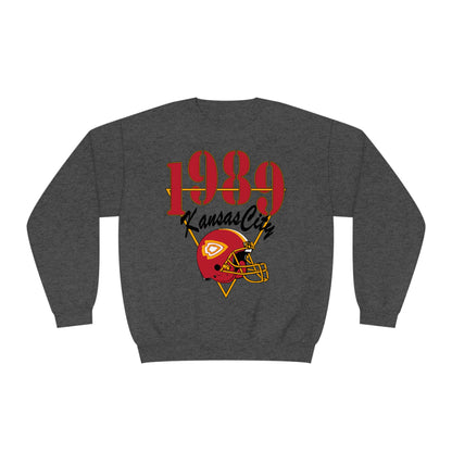 1989 Kansas City Chiefs Football Crewneck Sweatshirt - Vintage Retro Arrowhead Style - 1989 Version Chiefs Taylor Swift gray Dark heather