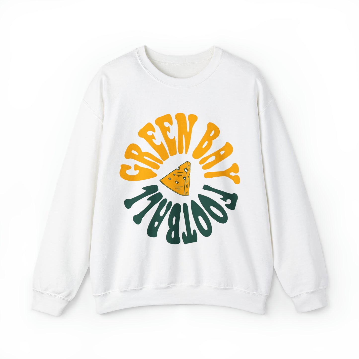 Green Bay Packers Retro Sweatshirt - Vintage Style Crewneck - Wisconsin Cheese Head - Hippy Design 2