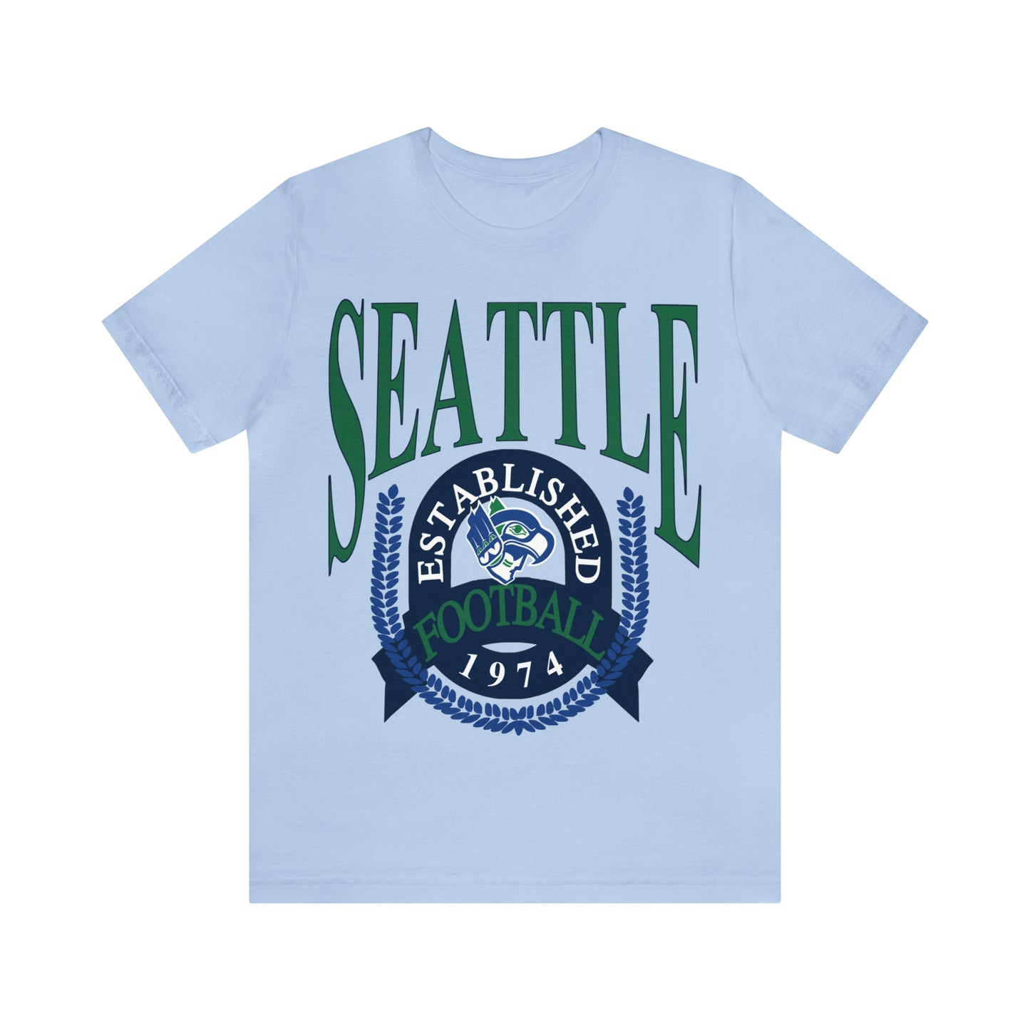 Throwback Retro Seattle Seahawks Short Sleeve T-Shirt - Vintage Style Football Tee - Design 1
