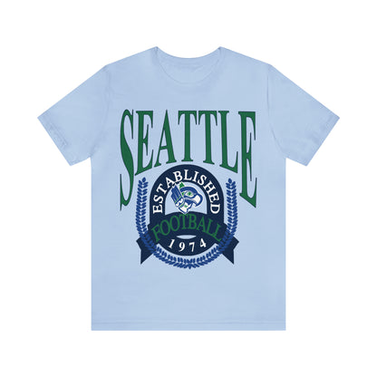 Throwback Retro Seattle Seahawks Short Sleeve T-Shirt - Vintage Style Football Tee - Design 1
