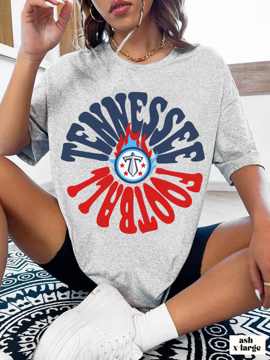 Hippy Retro Tennessee Titans Tee - Vintage Style Football Short Sleeve T-Shirt- Men's & Women's Football Apparel - Design 2