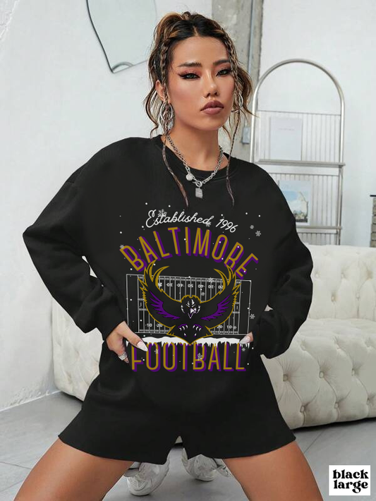 Baltimore Ravens Holiday Crewneck Sweatshirt - Vintage Christmas NFL Football Mascot - Men's & Women's Oversized Unisex Winter Hoodie