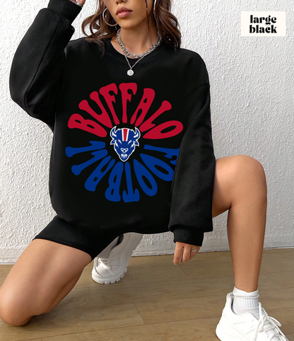 Vintage Buffalo Bills Crewneck Sweatshirt - Retro NFL Football Men's Women's Hoodie - Bills Mafia Football Apparel - Design 2