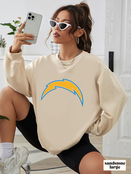 Throwback Los Angeles Chargers Crewneck Sweatshirt - Vintage California Football Sheep Style Apparel - Design 1