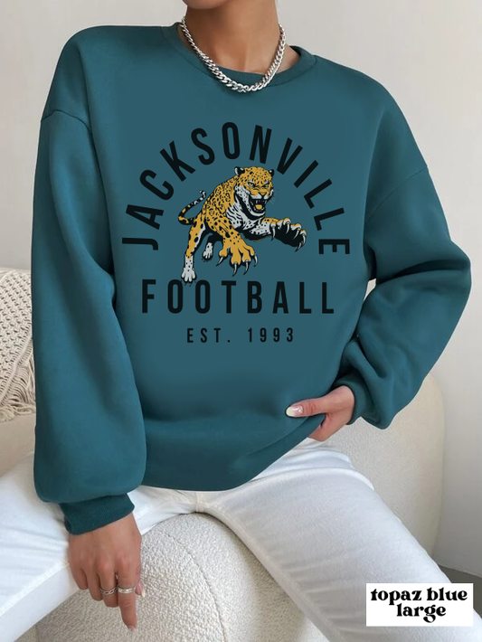 Vintage Jacksonville Jaguars Crewneck Sweatshirt - Comfort Colors Retro Football Short Sleeve Oversized Men's & Women's - Design 3