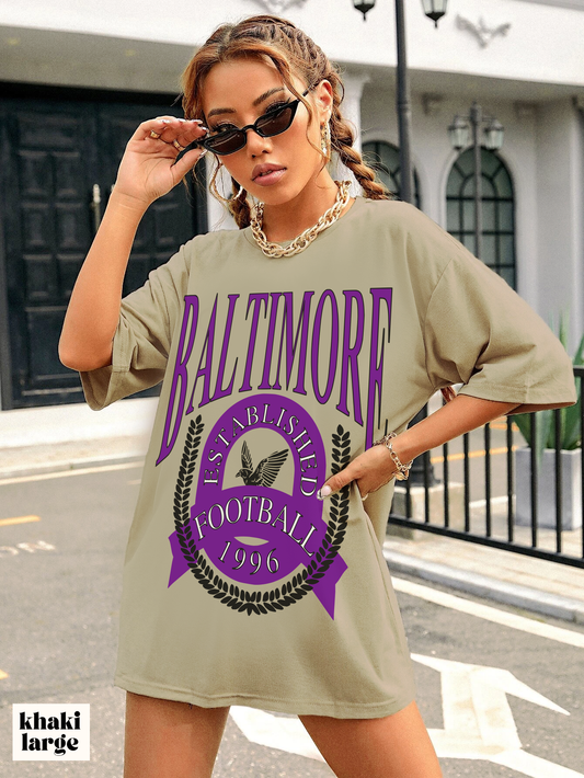 Throwback Baltimore Ravens T-Shirt - Comfort Colors NFL Football Short Sleeve Tee Unisex Men's Women's Oversized Apparel - Design 2