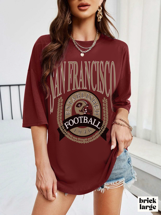 Vintage San Francisco 49ERS Football Tee - Men's & Women's Unisex Retro Short Sleeve Oversized T-Shirt - Design 1