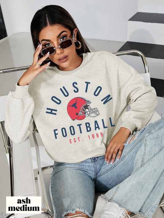 Vintage Houston Texans Crewneck - Vintage Style Football Sweatshirt - Men's Women's Unisex Apparel - Design 1