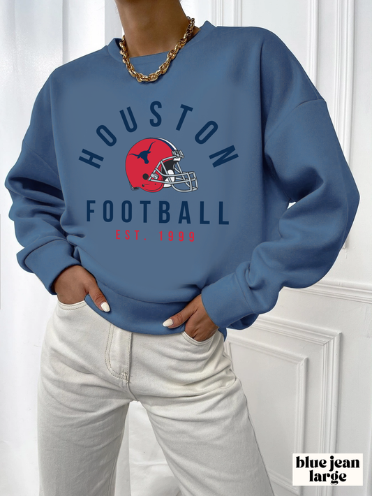 Vintage Comfort Colors Houston Texans - Retro Houston Football Crewneck Sweatshirt -  Men's Women's  - Design 1