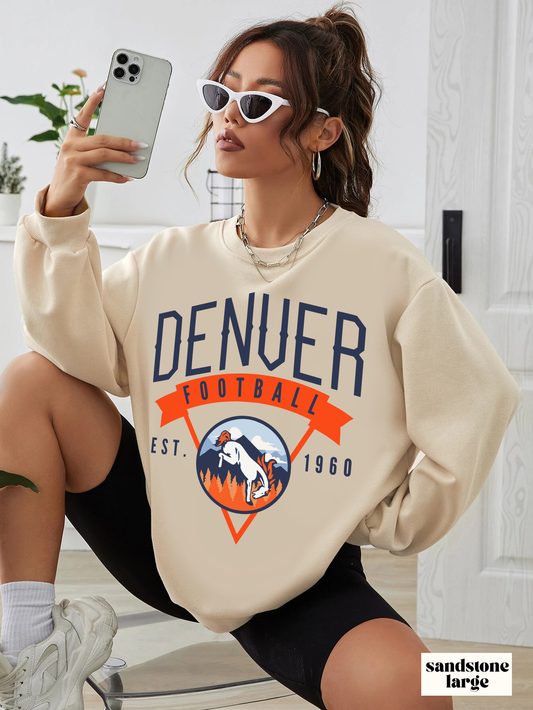 Vintage Denver Broncos Crewneck Sweatshirt - Hippy Colorado Football Apparel - Men's & Women's Unisex Sizing