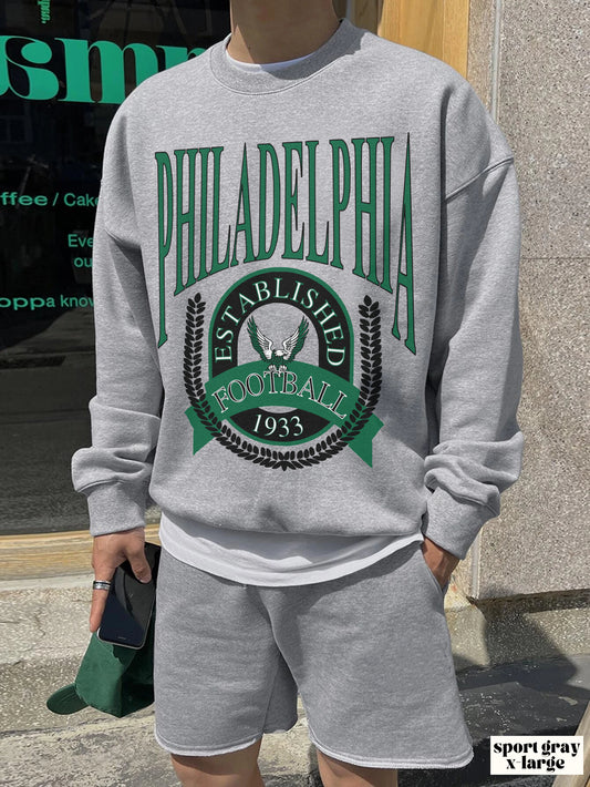 Green Throwback Philadelphia Eagles Football Sweatshirt - Vintage Men's & Women's Retro Oversized NFL Unisex Crewneck - Design 1