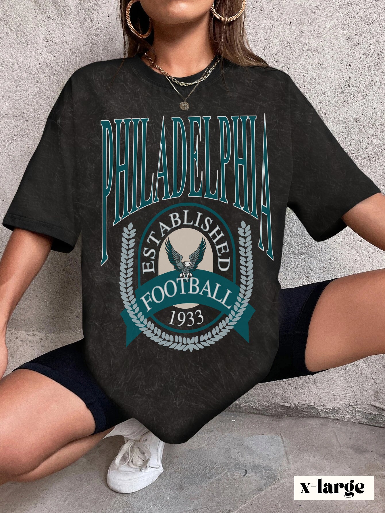 Green Rock N' Roll Philadelphia Eagles Football Hippy Style Tie Dye Short Sleeve T-Shirt - Men's & Women's Unisex Mineral T-Shirt - D