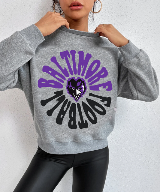 Hippy Baltimore Ravens Crewneck Sweatshirt - Vintage NFL Football Hoodie - Retro Men's & Women's NFL Football Sweatshirt - Design 2