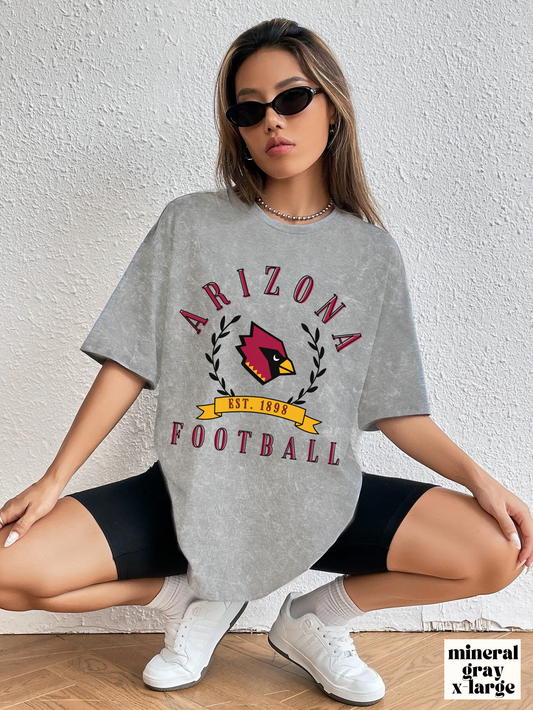 Mineral Wash Vintage Arizona Cardinals Short Sleeve T-Shirt - Retro Style Football Tee - Men's & Women's - Design 3