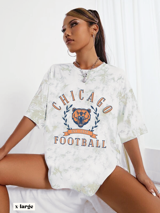 Tie Dye Chicago Bears T-Shirt -  Vintage Short Sleeve Tee -  Men's & Women's Oversized Tee - Design 3