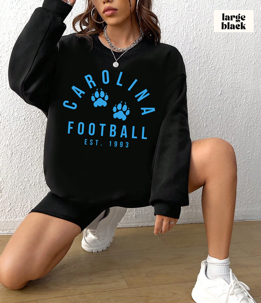 Black Carolina Panthers Crewneck Sweatshirt - Retro NFL Football Hoodie Apparel - Vintage Men's and Women's - Design 4