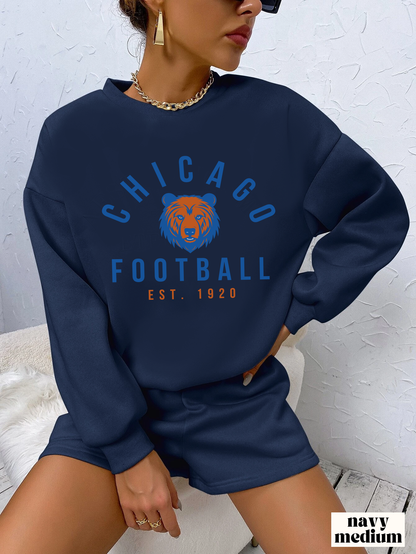 Navy Chicago Bears Crewneck Sweatshirt - Vintage Football - Retro Style Football Apparel - Design 4