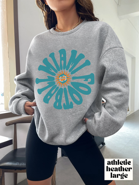 Retro Miami Dolphins Football Sweatshirt - Vintage Style Football Crewneck - Men's & Women's Football Apparel - Design 2