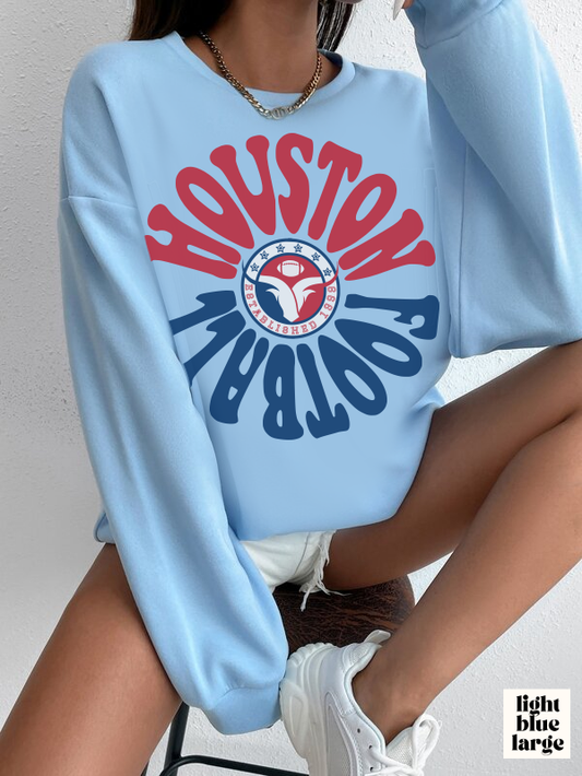 Hippy Houston Texans Crewneck - Vintage Style Football Sweatshirt - Men's Women's Unisex Apparel - Design 2