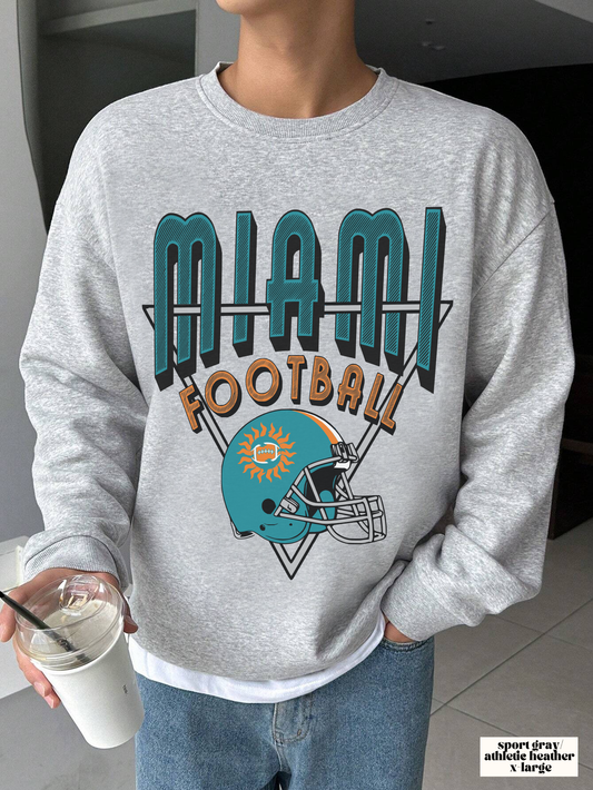 Vintage Miami Dolphins Football Sweatshirt - Vintage Style Football Crewneck - Men's & Women's Football Apparel