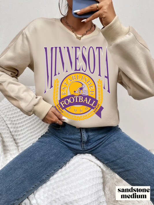 Vintage Minnesota Vikings Crewneck - Retro Unisex Football Sweatshirt - Men's & Women's 90's Oversized Hoodie - Design 1