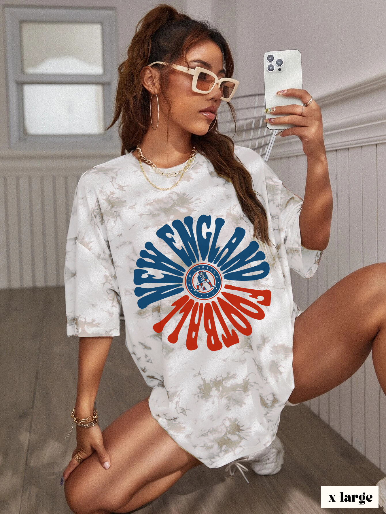Tie Dye Retro New England Patriots Sweatshirt - Vintage Style Football Crewneck - Men's & Women's Football Apparel