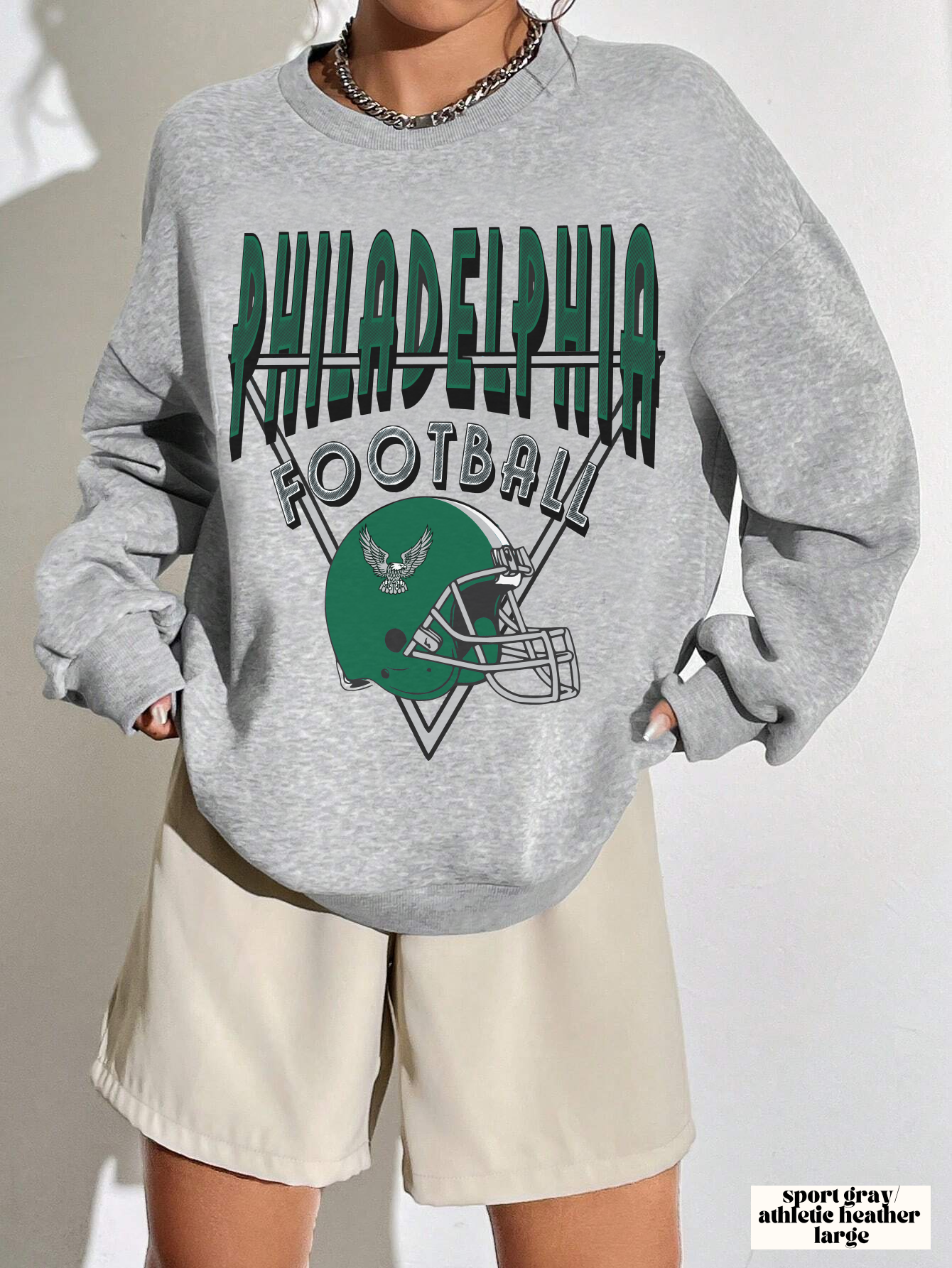 Green Retro Throwback Philadelphia Eagles Crewneck - Retro Unisex Football Sweatshirt - Men's & Women's 90's Oversized Hoodie