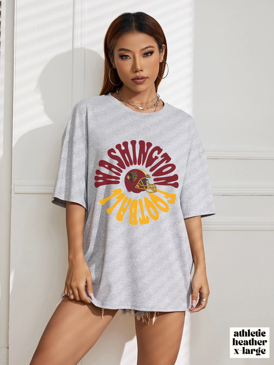 Hippy Style Washington Redskins Short Sleeve T-Shirt - Vintage Football Tee - Retro Commanders 70's, 80's, 90's - Design 2